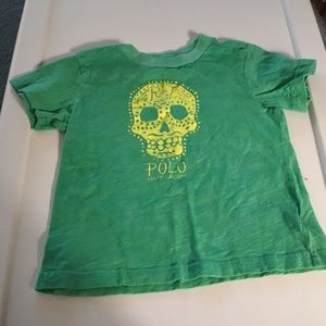 Polo Green T-shirt with Yellow Skull. Size 2T